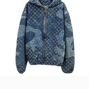Louis Vuitton Blue Monogram Patchwork Denim Hooded Jacket